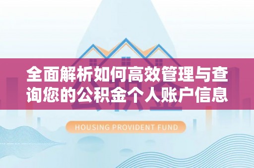 东港全面解析如何高效管理与查询您的公积金个人账户信息